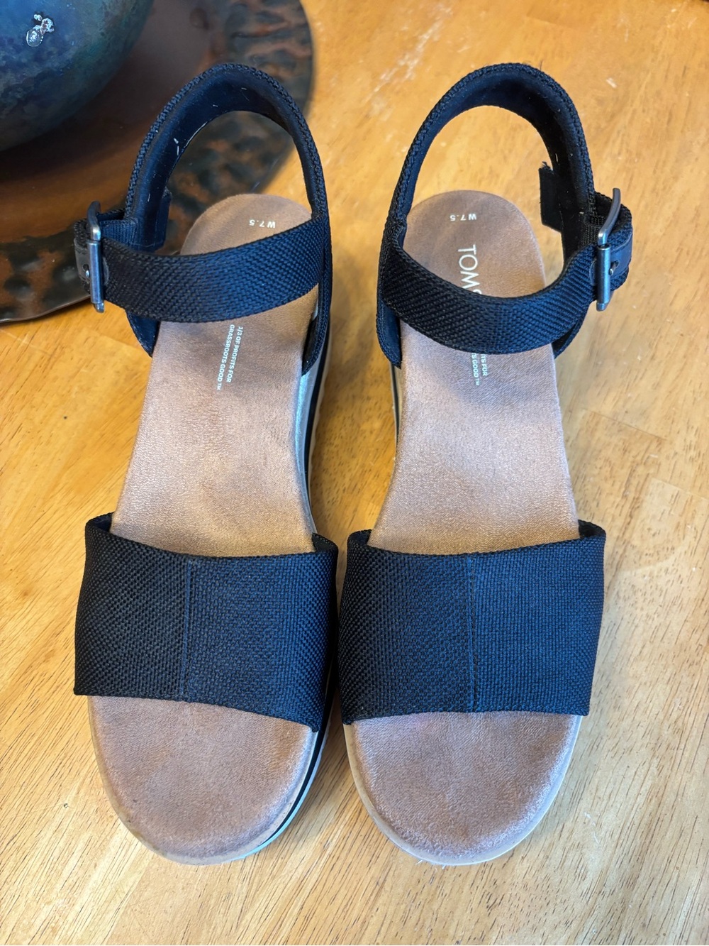 Toms Black Women's Ankle-Strap Sandals
